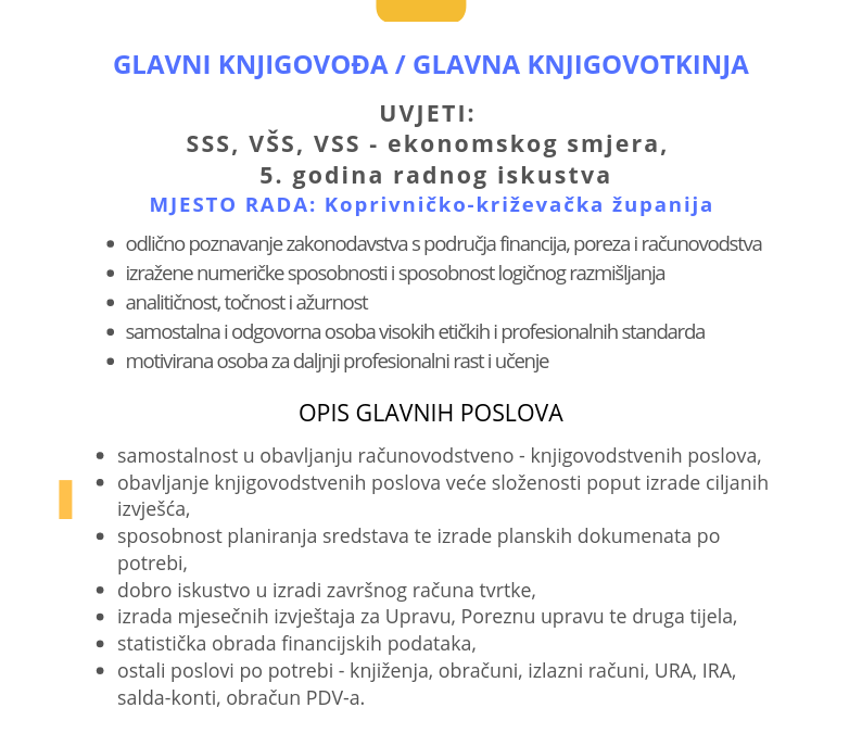 Glavni knjigovođa ( m/ž )